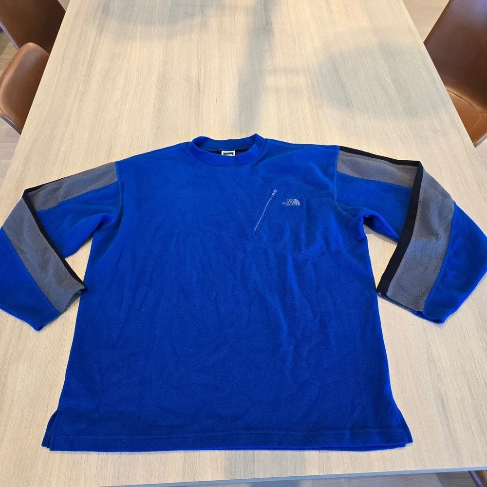 The North Face Mens Blue Fleece Pullover Long Sleeve Shirt Large‎ V0102116